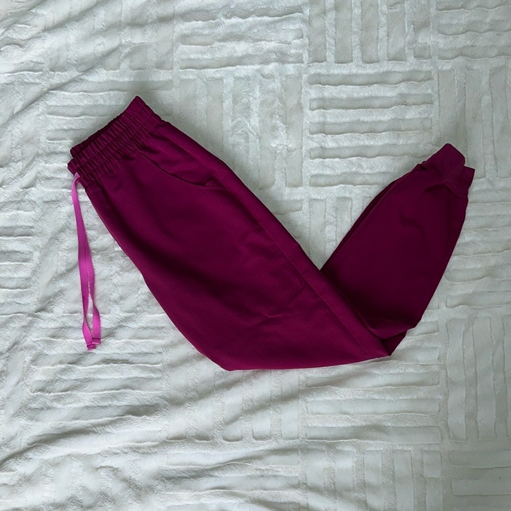 Dark Magenta Zamora - High Waisted Scrub Pants